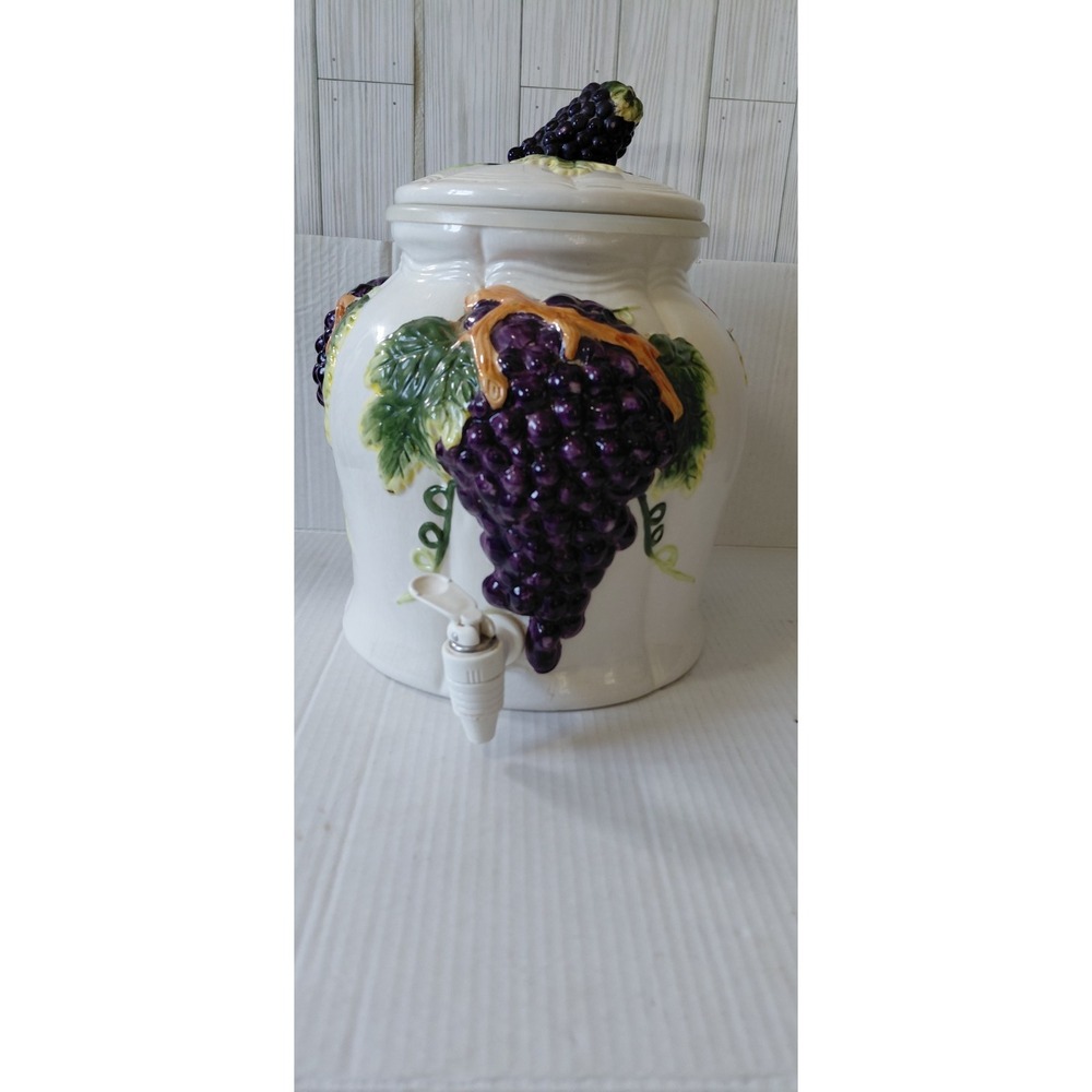 Vintage Retro KMC Tuscan Grape collection ceramic beverage dispenser Cottagecore